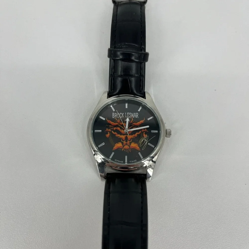 WWE Brock Lesnar Watch Men's Size Black Leather Band Game Time New